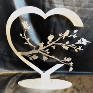 Hart met vogels op voet RVS