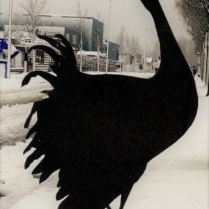 Baltsende Kraanvogel Cortenstaal - dicht