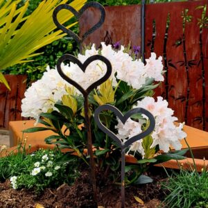 Cortenstalen Bloemsteker Hart set van 3 stuks