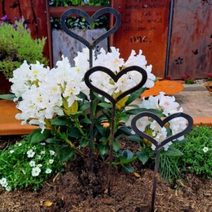 Cortenstalen Bloemsteker Hart set van 3 stuks - Afbeelding 2